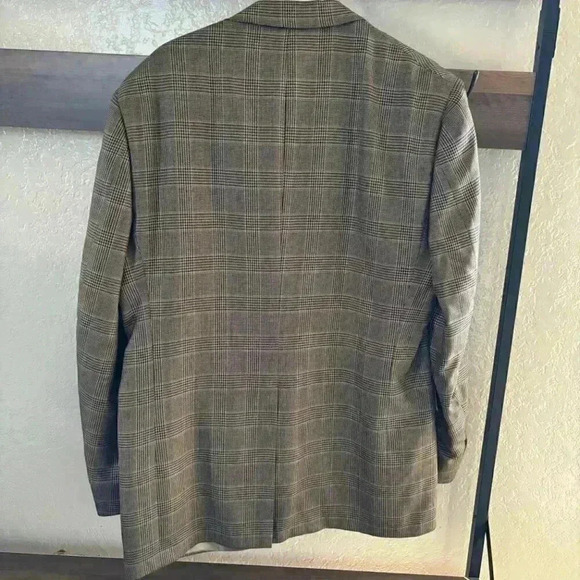 Vintage Hart Schaffner & Marx Brown Plaid Wool Suit Blazer Size 44L - Picture 6 of 11